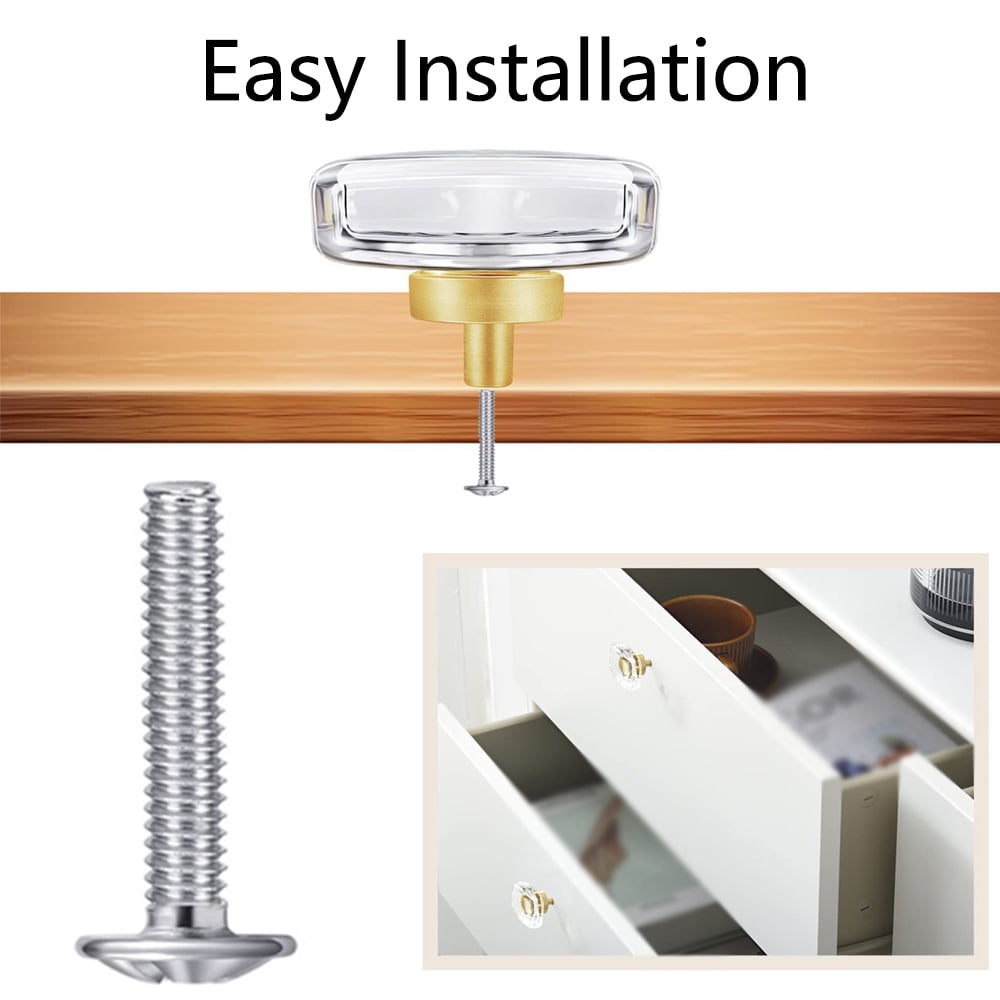 TOP-MAX 6PCS Artificial Crystal Cabinet Exterior Knob Rectangular Drawers Handles Cupboards Handles (Silver)