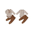 thumbnail image 2 of Cjfdfy Newborn Baby Boys Fall Outfits  Striped Waffle Knit Long Sleeve Striped Romper With Elastic Waist Solid Pants 2Pcs Infant Fall Winter Outfit Coming Home Outfit 0-18M, 2 of 9