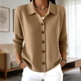 thumbnail image 3 of Lixiuxyad Womens Knitted Button Down Cardigan Sweater Lapel Collar Long Sleeve Open Front Cardigan Outerwear,Yellow, 3 of 7