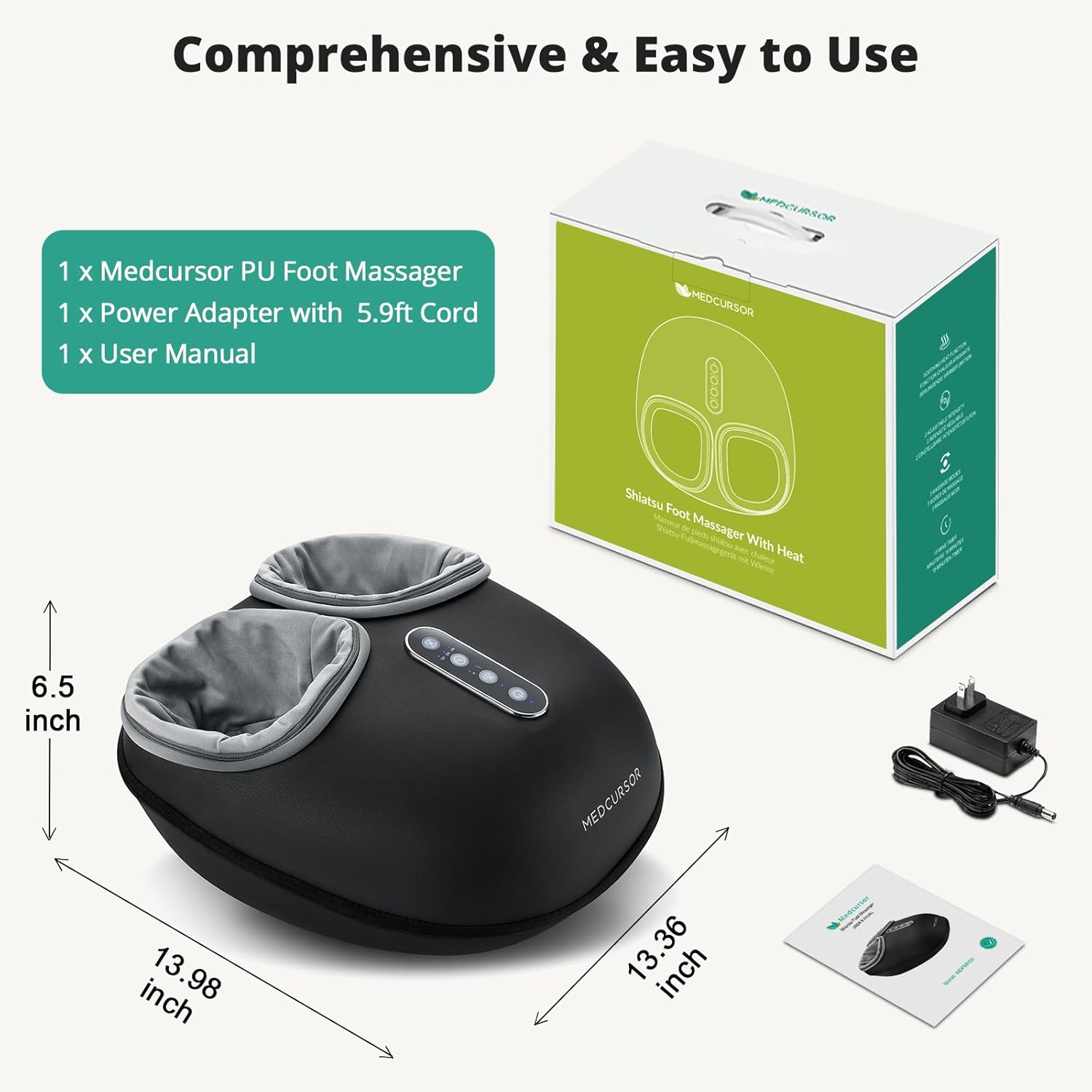 Heated Foot Massager with Shiatsu Kneading and  Pressure for Tired Muscles Relief