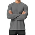 thumbnail image 4 of Goodtrade8 Sun Protection Winter Tops for Men Thin Athletic Crew Neck Long Sleeve Solid Color Dark Gray Shirts for Men, 4 of 9
