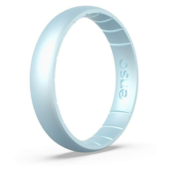 Enso Rings Thin Elements Silicone Ring Infused with Precious Elements – Stackable Wedding Engagement Band – 4.3mm Wide, 1.75mm Thick (Diamond, 8)
