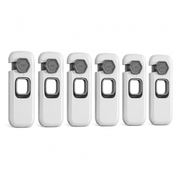 6 Pack Child Safety Fridge Locks, 360° Rotating Adhesive Baby Proofing Locks for Refrigerator, Freezer, Oven, Cabinets and Drawers, White