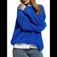 thumbnail image 1 of Suéter de Cuello Redondo para Mujer, Suéter de Punto Holgado e Informal de Larga para Otoño e Invierno. Azul L, 1 of 10