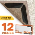 thumbnail image 1 of 12pc Premium Large Size Anti Curling Carpet Tape Rug Gripper – Will Keep Rug In Place & Keep Corners Flat, Advanced With Yellow Capet Tape, Double Sided, Hard Plastic Center, 2X Adhesive, Reusable, 1 of 8