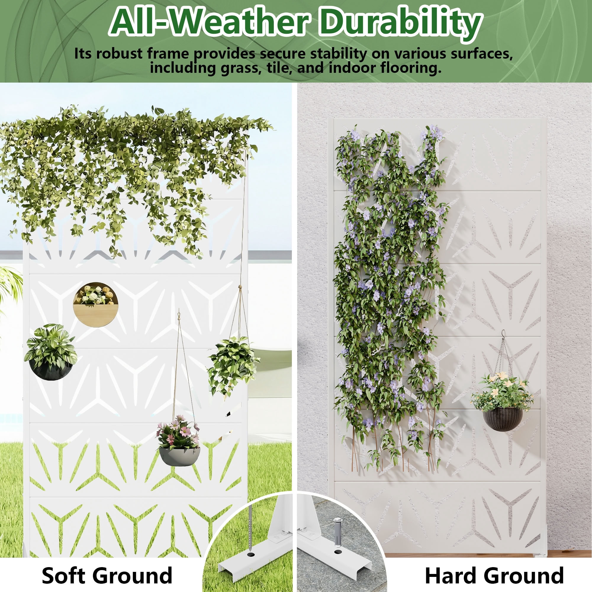 MAYEERTY 6 Panels Metal Outdoor Privacy Screen Garden Divider Patio Backyard Decorative Privacy Fence Panel, 72×35.4×15.7in