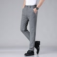 thumbnail image 2 of LIIPEE Mens Casual Pants Spring Summer Comfort Solid Color Elastic Waist Straight Pants With Pockets Male Stylish Daily Indoor Outdoor Pants,Grey,36, 2 of 5