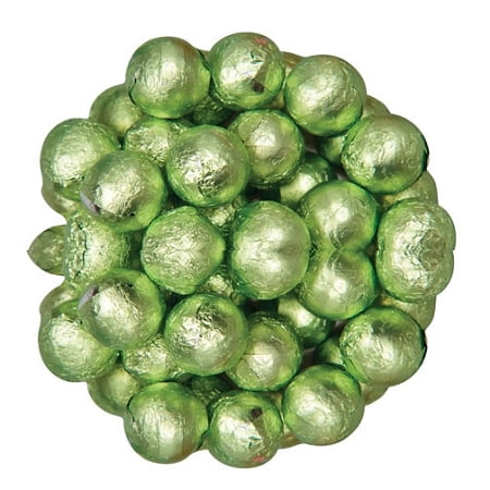 Wrapped Chocolate Balls - Light Green Foil Wrapped Milk Chocolate Balls, (10 Pounds)