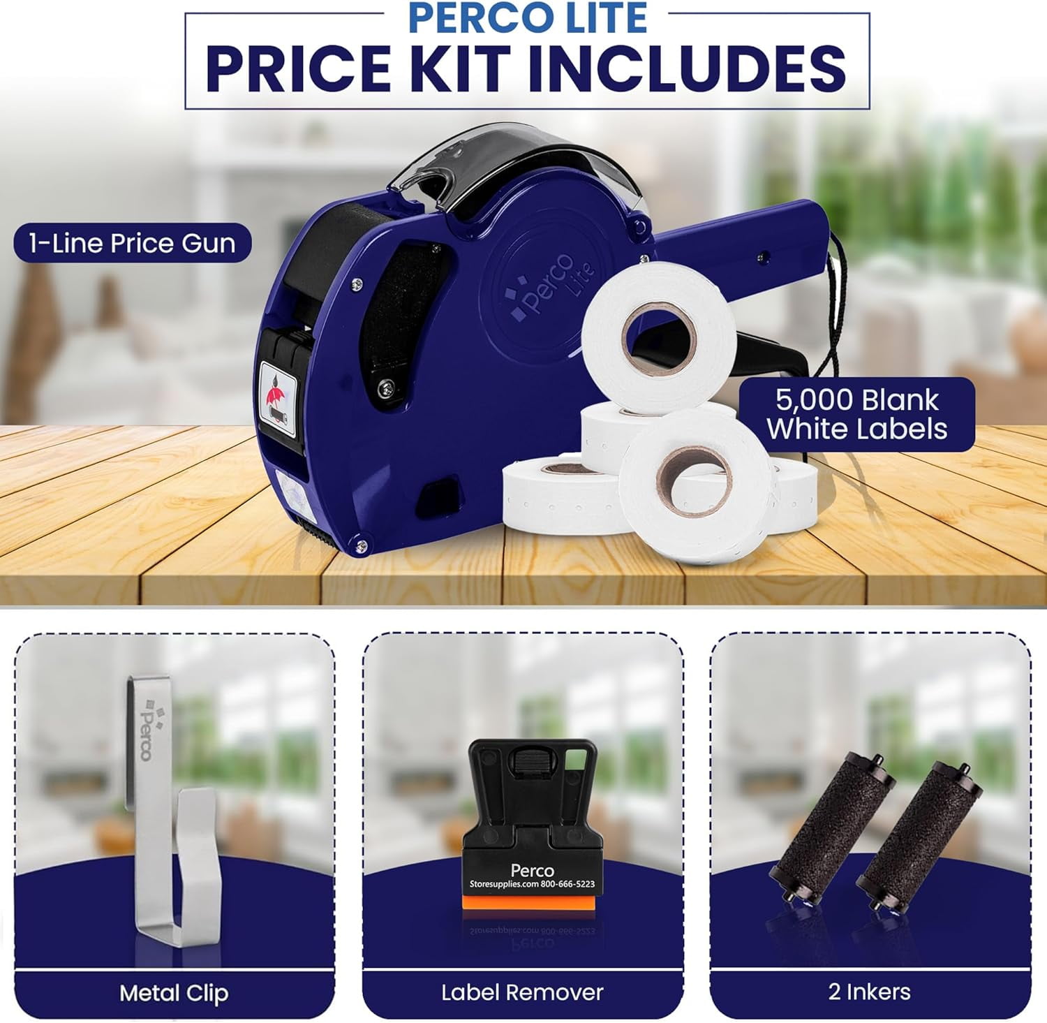 【再販】la épingle * №2 la perle エパングルシート Perco Lite Price Gun, 1-Line 8-Digit Labeling Machine, 5000 White