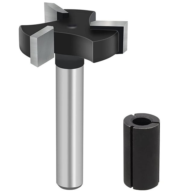 CNC Spoilboard Surfacing Router Bits 1/4 inch Shank 1 inch Cutting Diameter Slab Flattening Router Bit 3 Wing Wood