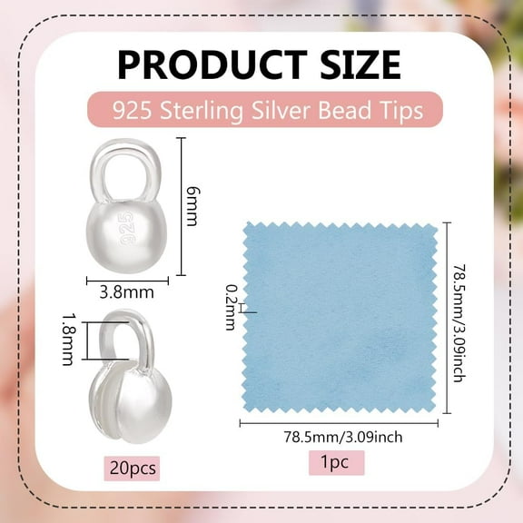 1box Bead Tips Calotte Ends Clamshell Knot Cover Round with 925 Stamp Silver 6x3.8mm Hole: 1.8mm 20pcs/box