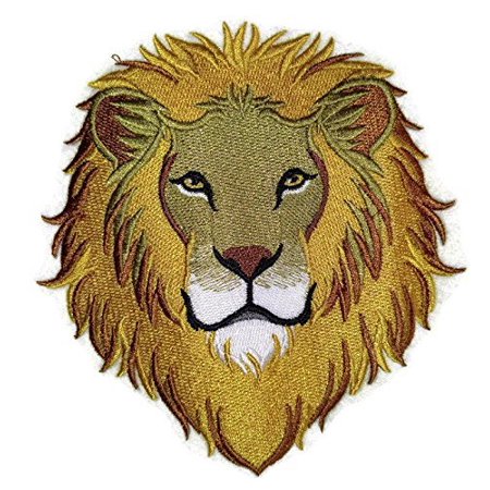 Animal Kingdom [Mighty Lion Face] Embroidered Iron on/Sew patch [5.32" X 5.58"]