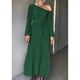 thumbnail image 3 of Vestido, Color Puro Vestido Largo Manga Farol Dobladillo Con Volantes Para Vacaciones ANGGREK Otros, 3 of 7
