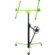Trilenars Gypsum Board Rolling Lift Panel, 11 Foot Hoist Jack Lift, Gypsum Board Lift, 150 Lb Load Bearing Panel Lift Tool, Heavy Steel, with Telescopic Arm and 3 Lockable Wheels ,Green + Black