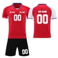 thumbnail image 1 of Custom Football Kit Set for Adult and Child, Name Number Team Logo DIY Family Match Personalized Jersey Shirt Shorts Set, Dad and Son Matching Outfits Red XS, 1 of 6