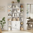 thumbnail image 6 of 75" Tall Bookcase with Storage Cabinet, 6-Tier Wide Floor Bookshelf with Doors, Modern Wooden Display Shelf Organizer for Home Living Room Bedroom, White, 6 of 7