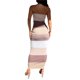 thumbnail image 4 of Lucakuins Mujer Bodycon Maxi Vestido Largo, Verano Sin Mangas Bandeau Contraste Color Acanalado Vestido de Punto Lucakuins  moda, 4 of 9
