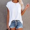 thumbnail image 2 of Women's summer solid color pocket off-shoulder round neck short-sleeved tops for women, 2 of 5