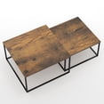 thumbnail image 5 of NAIYUFA Nesting Coffee Table Set of 2,Square Table with Steel Frame,Industrial  Tables for Living Room, Bedroom ,Balcony Yard ,Brown, 5 of 10