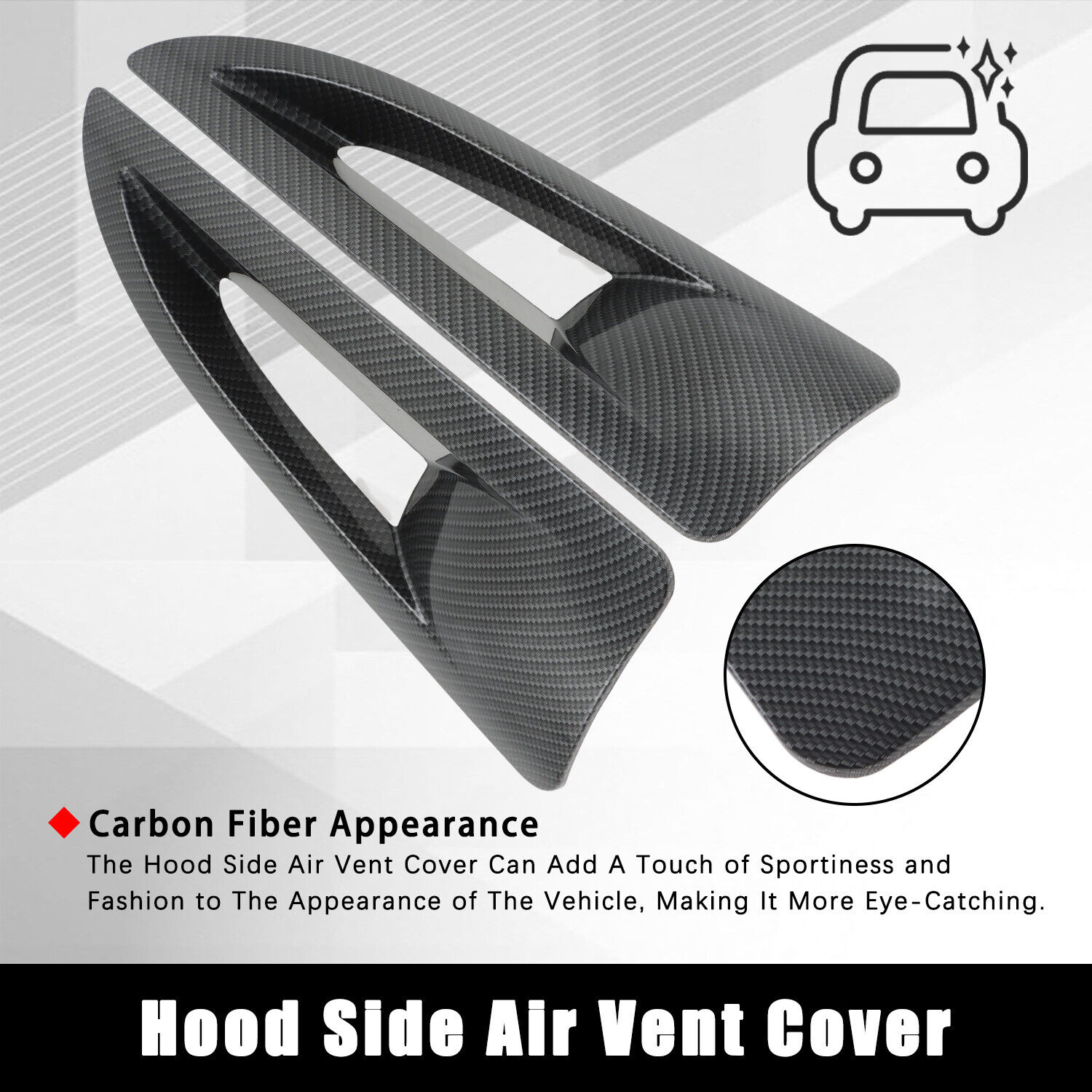 Set of 2 Hood Side Air Vent Cover Left & Right Fit for 2007-2017 Jeep Wrangler