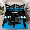 thumbnail image 2 of Homewish Modern Football Rugby Player Queen Sheet Sets, Black Blue Stripe Line Flat Sheet, Cartoon Sports Theme Queen Fitted Sheet, Luxury Bedroom Decor, 4 Pieces, 2 of 7