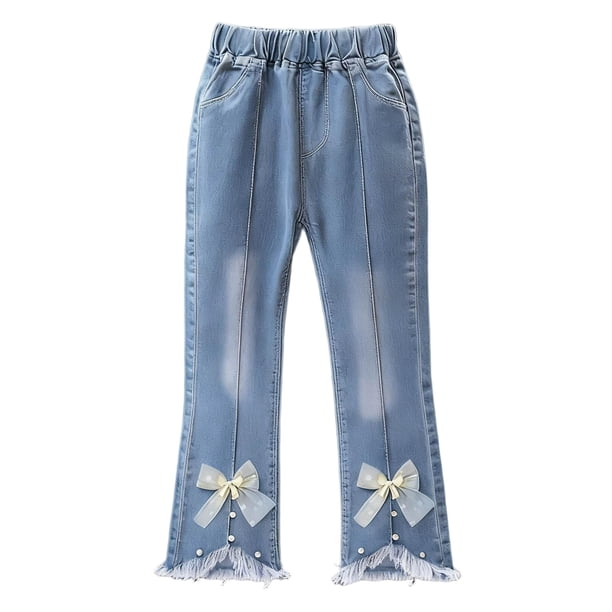 Pantalones vaqueros largos, ropa para niños, vaqueros para niñas, moda de primavera y verano, pantalones de talla mediana para niños, pantalones largos para niños, pantalones vaqueros para niñas