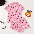 thumbnail image 4 of Likimi Child Kids Girls Halloween Pajamas Set Short Sleeve Hallowmas Ghost Print Lapel Button Down Pjs Tops With Shorts For Party Fashion Sleepwear, 4 of 9