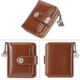 thumbnail image 5 of Small Wallet for Women Genuine Leather RFID Blocking Wallet Bifold Purse Zipper Pocket Card Holder with ID Window - Brown, 5 of 7