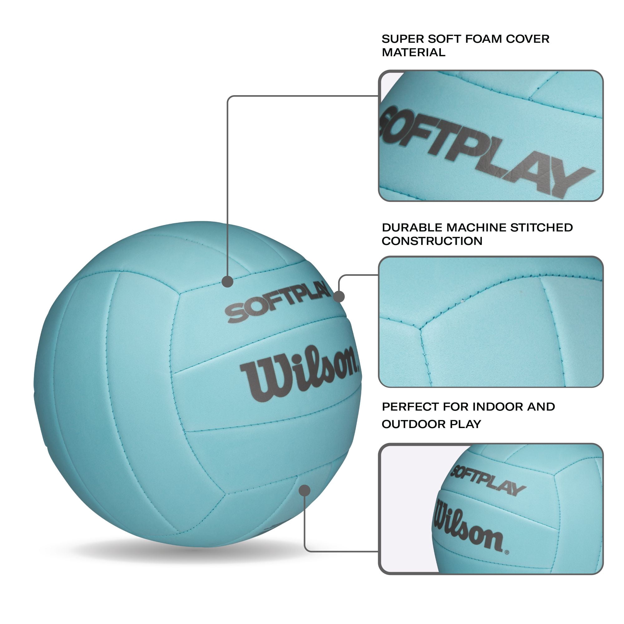 (4 pack) Wilson Softplay Recreational Volleyball - Blue, Official Size