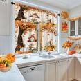 thumbnail image 3 of Pumpkin Gnome Kitchen Curtains Fall Window Curtains Valance and Tier Set 36 Inch, Autumn Maple Tree Leaves Rod Pocket Short Tier Curtain for Room, Thanksgiving Small Cafe Kitchen Decor, 3 of 6
