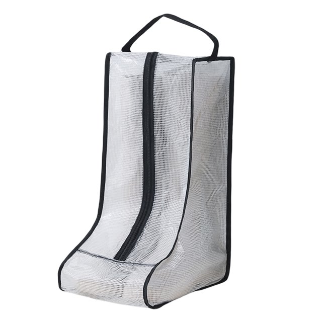 Limorve 1Pc Boot Organizer Dust-proof Waterproof Space-saving Visible Handle Design Shoe Storage Pouch Household Supply Black B