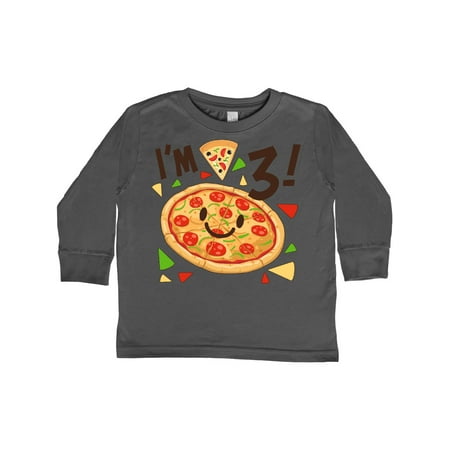 

Inktastic I m Three! pizza birthday party Gift Toddler Boy or Toddler Girl Long Sleeve T-Shirt