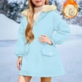 thumbnail image 2 of BFHHYA Girls (8-16Y) Winter Fleece-Lined Coat Mid-Length Zip-Up Hooded Parka Waist Cinch Long-Sleeve Warm Outerwear with Flap Pockets for School Commutes, 2 of 9