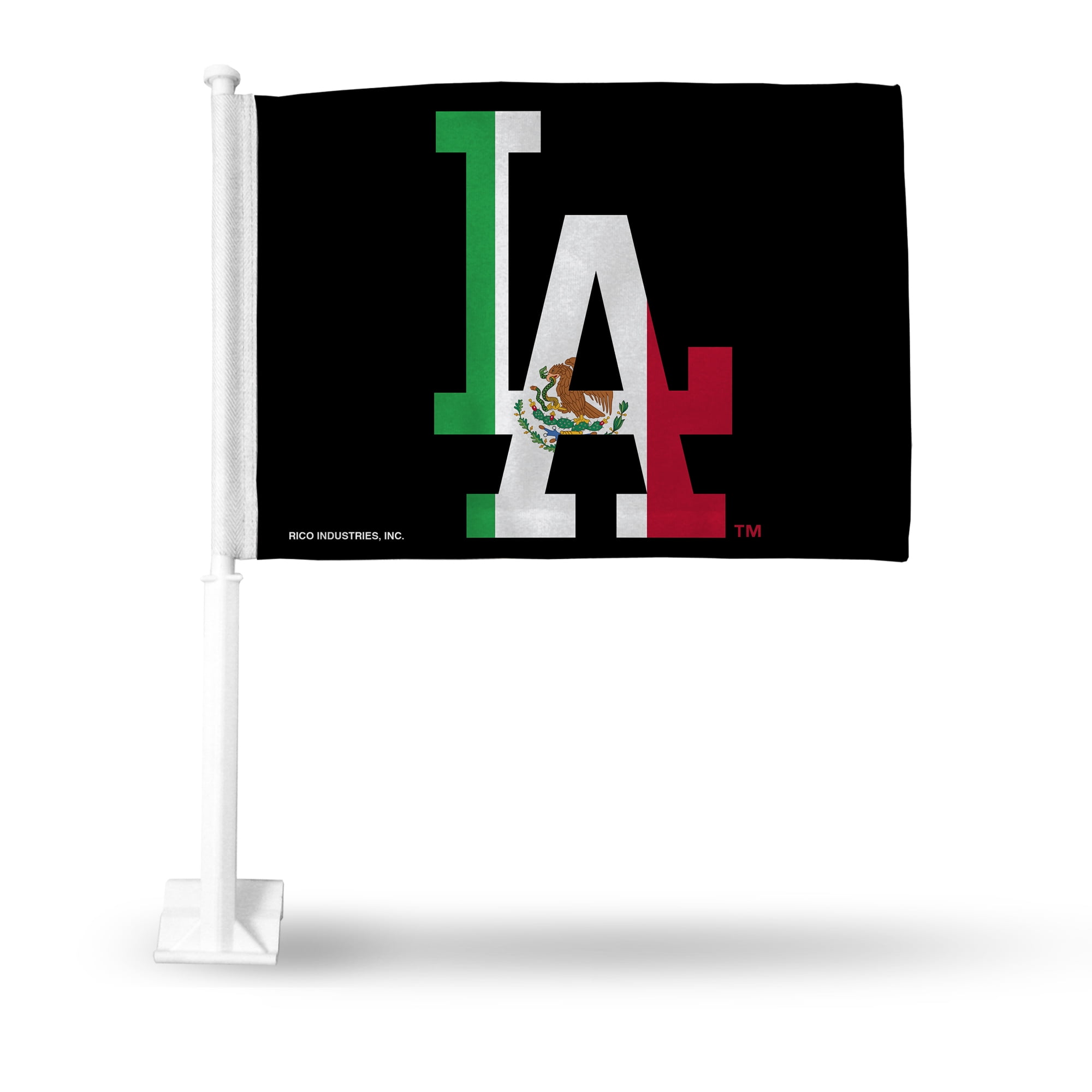 Los Angeles LA Baseball Dodgers on Mexican Flag Background 11X14 inch  Window Mount 2-Sided Car Flag 