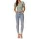thumbnail image 2 of INSPIRAR CHIC Blusa de campesina floral con ajuste ceñido y smock para mujer en verde menta XS, 2 of 6