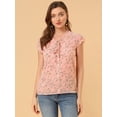 thumbnail image 2 of blusa de gasa con mangas casquillo ligera con volantes para mujer Rosa oscuro S, 2 of 6