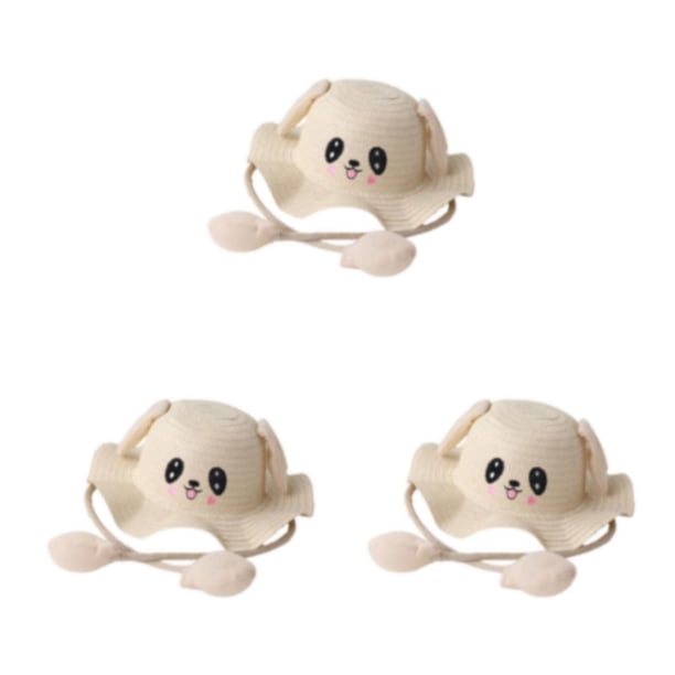 Sombrero para el sol Minnieouse con orejas movibles sombrero de playa beige para niños