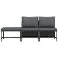 thumbnail image 3 of vidaXL 3 Piece Garden Sofa Set with Cushions Grey Poly Rattan, 3 of 4