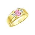 thumbnail image 3 of RYLOS Men's Rings 14K Yellow Gold Classic 7X5MM Oval Gemstone & Diamond Ring Pink Ice October Birthstone Rings For Men, Gold Rings Size 11, 3 of 7