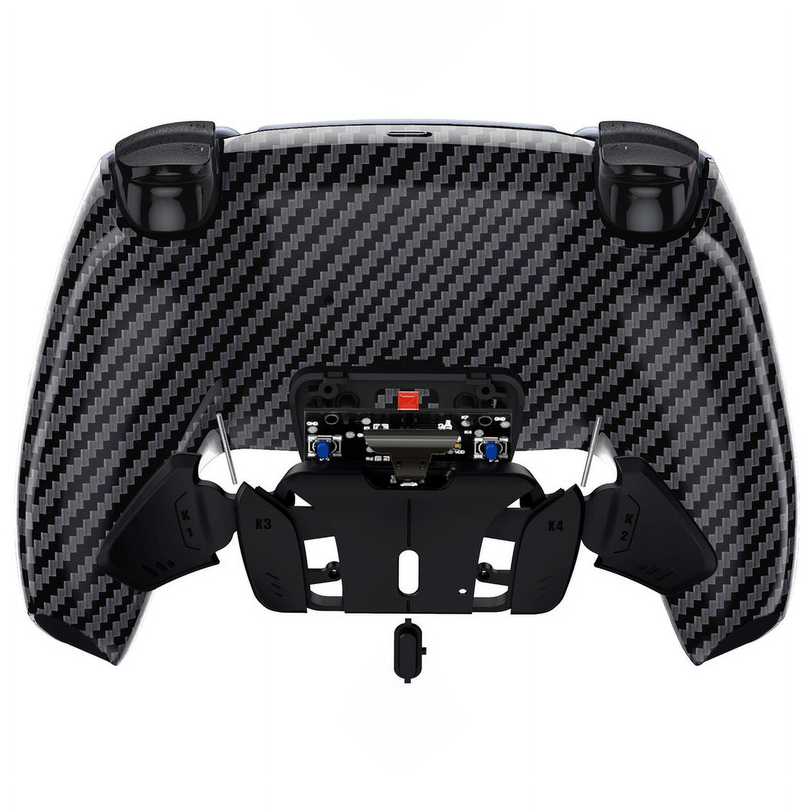 eXtremeRate Back Paddles Programable RISE4 V3 Remap Kit for PS5 Controller BDM-030 040 050, Upgrade Board Graphite Carbon Fiber Redesigned Bottom Shell 4 Back Buttons for PS5 Controller -NO Controller