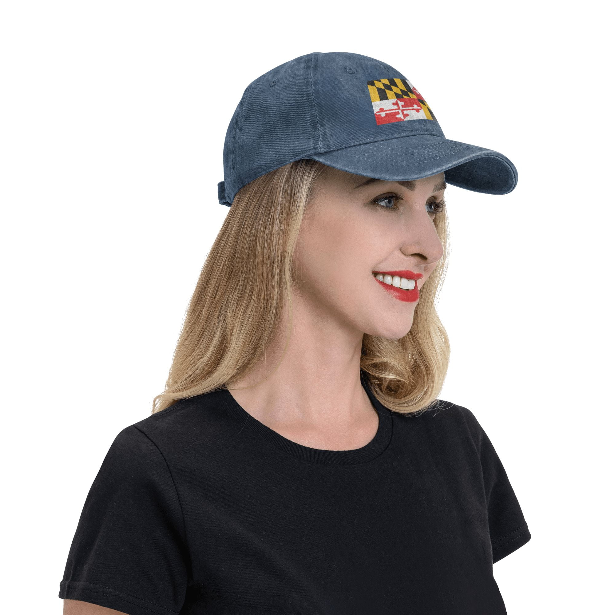 Dad - Hat Washed Caps Cotton Vintage State Cap Prints Adjustable Maryland Baseball (Blue) DouZhe Unisex Flag Sports