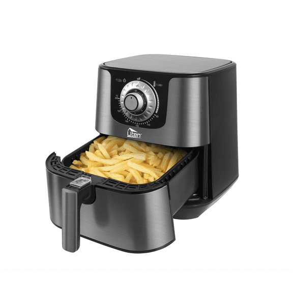 Uten 5.8 Quart Air Fryer, 1700W Hot Oven Oilless Cooker,Non-Stick Fry Basket, Manual Air Fryer with Timer Knob and Temperature Knob, Black