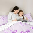 thumbnail image 4 of Feelyou Cool Girl Bowknot Bedding Comforter Set 7 Pieces, Fashion Princess Ribbon Full Bedding Set, Kawaii Bow-tie Bow Black Reversible Fitted Sheet Flat Sheet, Ultra Soft Bedroom Decor, 4 of 8