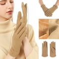 thumbnail image 3 of Gloves for Women Men Autumn Winter Warmth Retention American Color Contrast Screen Plush Thickened Plush Windproof Cold Proof Gloves D One Size, 3 of 6