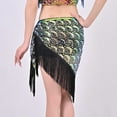 thumbnail image 6 of Xfvqtps Woman Sequin Dance Skirt Tassel Triangular Belt Belly Dancing Waist Towel Waist Chain Hip Towel Performance Skirt White, 6 of 7