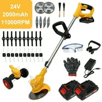 24V Cordless Weed Trimmer, Electric Grass Eater Lawn Edger with 2x2.0A Batteries, Battery Powered Weed Wacker for Yard Garden, Yellow