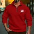 thumbnail image 2 of Mens Shirts Mens Canadian Flag Graphic Pullover Fall Shirt Long Sleeve Quarter Zip Sweatshirt Men Fashion Patriotic Print Tops, 2 of 9