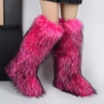 thumbnail image 4 of Women Winter Fluffy Faux Fur Knee High Snow Boots Girl's Over-the-Knee Furry Warm Boots Stylish Winter Footwear Shoes, 4 of 5