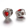 thumbnail image 2 of Alloy European Beads with Rhinestones Large Hole Beads Heart Silver Mixed color 13x11.5x9.5mm Hole: 4.5mm, 2 of 2