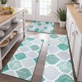 thumbnail image 2 of Green and White Geometric Quatrefoil Pattern Kitchen Rugs Sets Of 3,Kitchen Runner Rugs Non Skid Washable,Decorative Kitchen Floor Mats for Kitchen,Sink,Laundry,17"x30"+ 17"x47" + 17"x59", 2 of 6